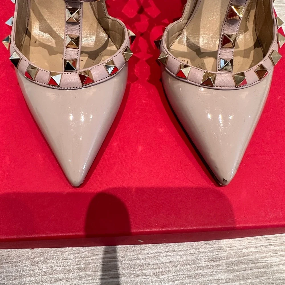 Valentino Garavani Nude Rockstud Leather Caged Pump Size 36.5 - Picture 9 of 9